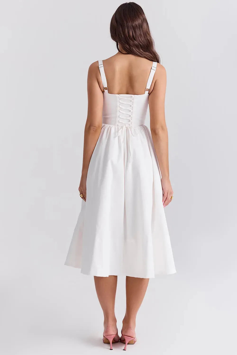 Vestido Midi Moldeador Blanco - Modelo Aghata
