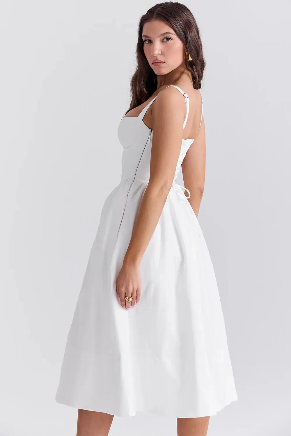 Vestido Midi Moldeador Blanco - Modelo Aghata